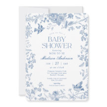 Blue Toile De Jouy French Floral Baby Shower