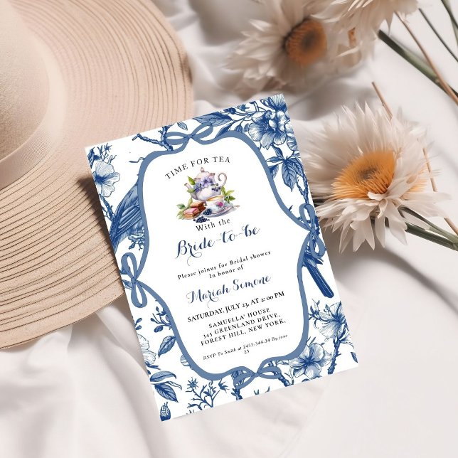 Invitación Blue Toile de jouy Tea Fiesta Ducha de novia (Subido por el creador)