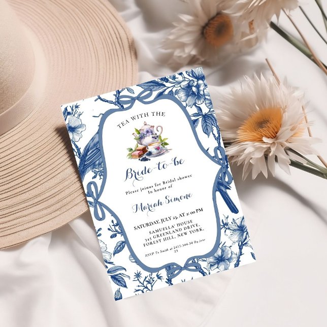 Invitación Blue Toile de jouy Tea Fiesta Ducha de novia (Subido por el creador)