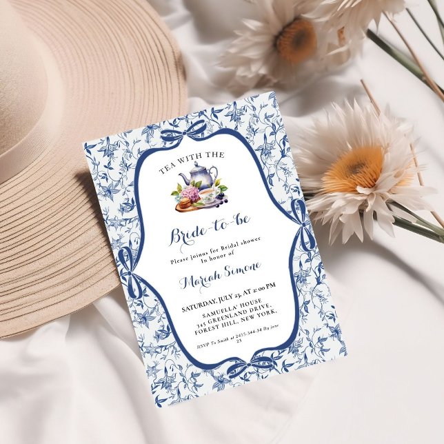 Invitación Blue Toile de jouy Tea Fiesta Ducha de novia (Subido por el creador)