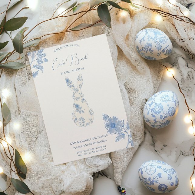Invitación Blue toile Easter (Subido por el creador)