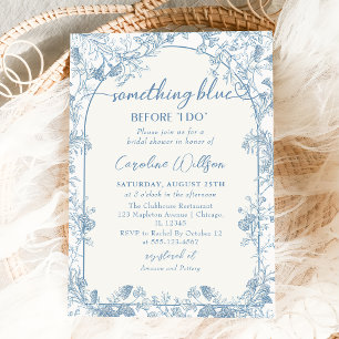 Invitación Blue Toile Floral Chinoiserie Bridal Shower