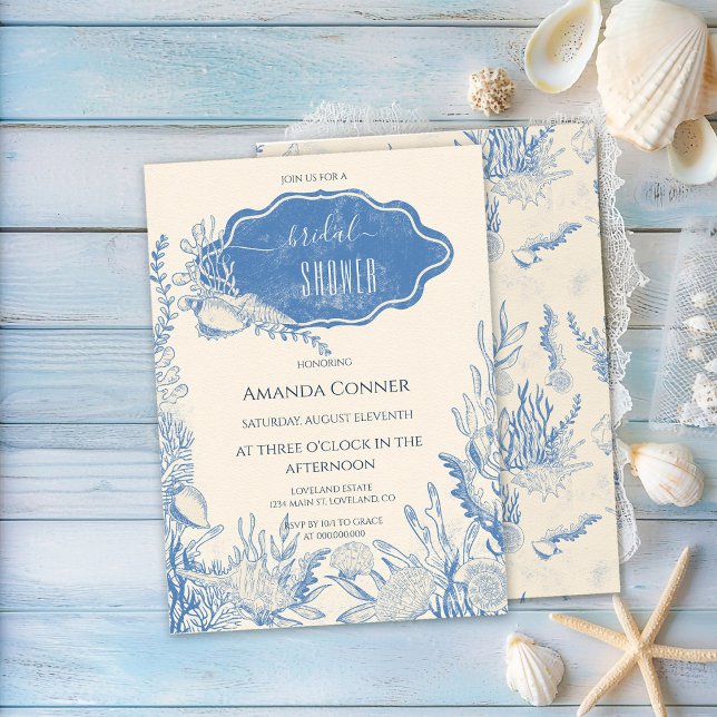 Invitación Blue toile océano tema Bridal Shower (Subido por el creador)