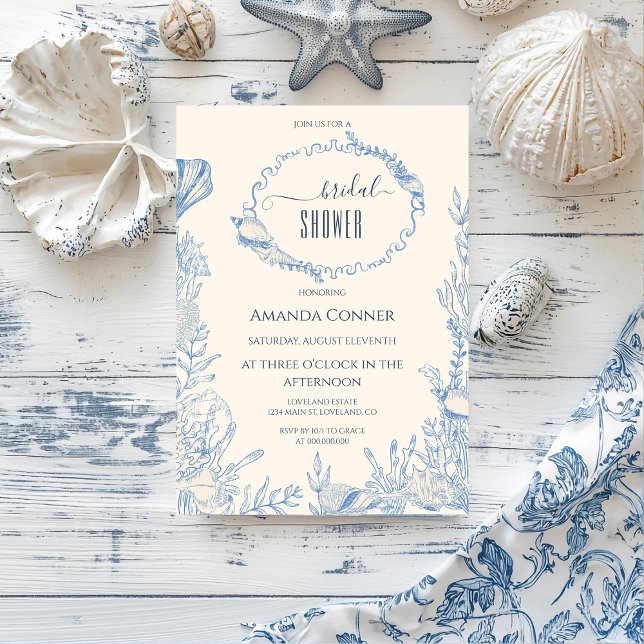 Invitación Blue toile océano tema Bridal Shower (Subido por el creador)