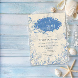 Invitación Blue toile océano tema Bridal Shower