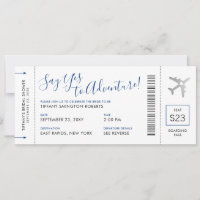 Blue Travel Them Bridal Shower Boarding Pass