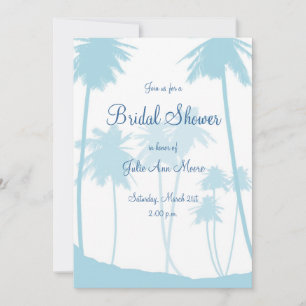 Invitación Blue Tropical Palm Tree Bridal Shower