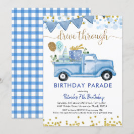 Invitación Blue Truck Boy Drive por el desfile de cumpleaños