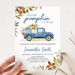 Invitación Blue Truck Fall Pumpkin Baby Shower