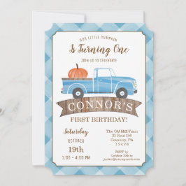 Invitación Blue Truck PUMPKIN Cumpleaños Fall 1er cumpleaños