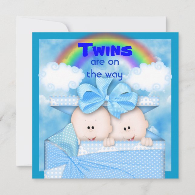Invitación BLUE TWIN Baby Shower (Anverso)