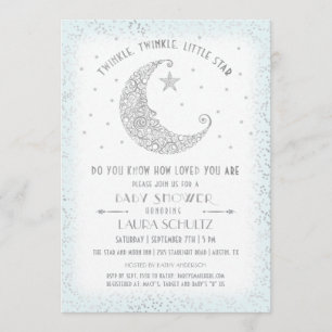 Invitación Blue Twinkle Twinkle Little Star Baby Shower