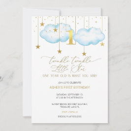 Invitación Blue Twinkle Twinkle Little Star First Birday