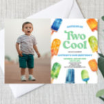 Invitación Blue Two Guay Popsicle Picture 2 Birthday Fiesta<br><div class="desc">Esta es una invitación a la fiesta de cumpleaños número 2 de la foto de un Personalizado de Guay Popsicle Verde Azul.</div>