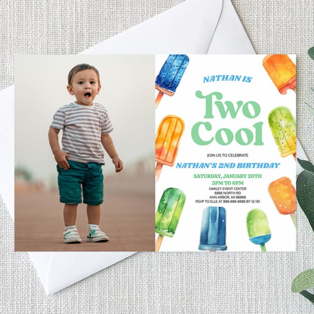 Invitación Blue Two Guay Popsicle Picture 2 Birthday Fiesta (Subido por el creador)