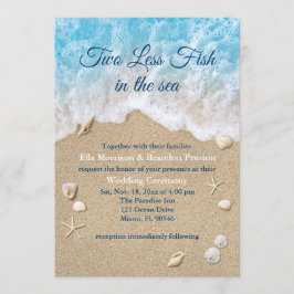 Invitación Blue Two less Fish in Sea Wedding Invitation