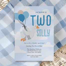 Invitación Blue Two Silly Goose 2º cumpleaños