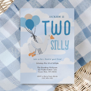 Invitación Blue Two Silly Goose 2º cumpleaños