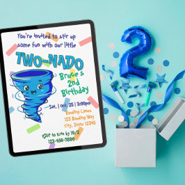 Invitación Blue TwoNado, 2nd birthday invitation