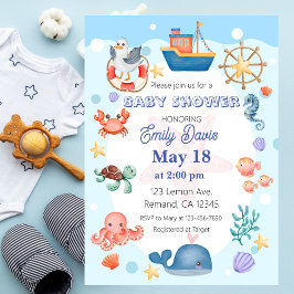 Invitación Blue Under Sea Baby Boy Shower