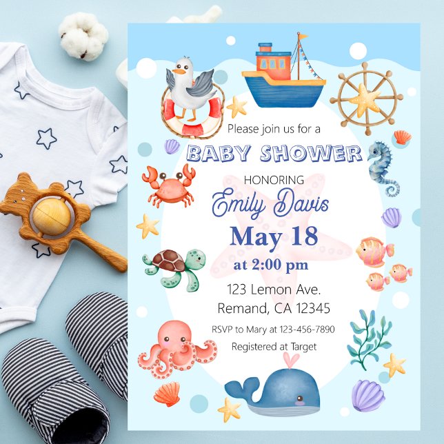 Invitación Blue Under Sea Baby Boy Shower (Subido por el creador)