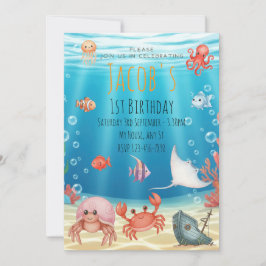Invitación Blue Under the Sea birthday