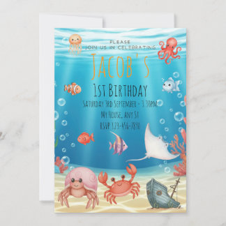 Invitación Blue Under the Sea birthday
