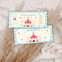Blue Vintage Circus Ticket Carnaval Bebé ducha