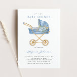 Invitación Blue Vintage Stroller es un niño Baby Shower<br><div class="desc">Invite a los huéspedes a su evento con esta invitación a la ducha para bebés de personalizable. Cuenta con un cochecito acuático de estilo vintage y flores azules. Esta invitación a la ducha de bebé vintage es perfecta para las duchas de bebé It's a Boy. Personalice agregando sus detalles.</div>