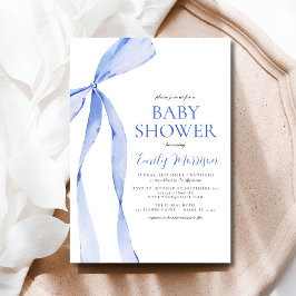 Invitación Blue Watercolor Bow Boy Baby Shower