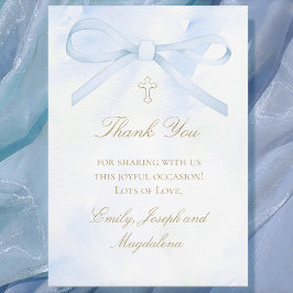 Invitación blue watercolor bow Thank You card