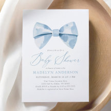 Blue Watercolor Bowtie Boy Baby Shower