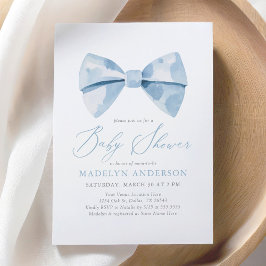Invitación Blue Watercolor Bowtie Boy Baby Shower
