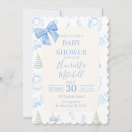 Invitación Blue Watercolor Boy Baby Shower Invitation