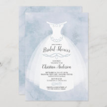 Blue Watercolor Bride Gown Bridal Bridal Shower