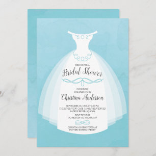 Invitación Blue Watercolor Bride Gown Bridal Bridal Shower