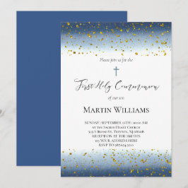 Invitación  blue watercolor First Communion 
