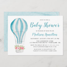 Blue Watercolor Hot Air Balloon Baby Shower