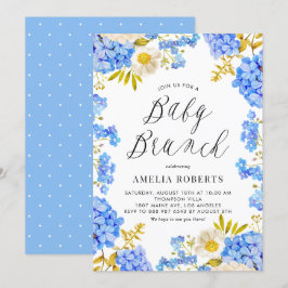 Invitación Blue Watercolor Hydrangeas Floral Baby Brunch