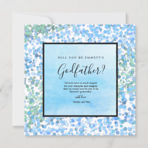 Invitación Blue Watercolor Moderno Godfather Propuesta Card