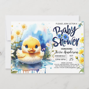 Invitación Blue Watercolor Quack Baby Shower