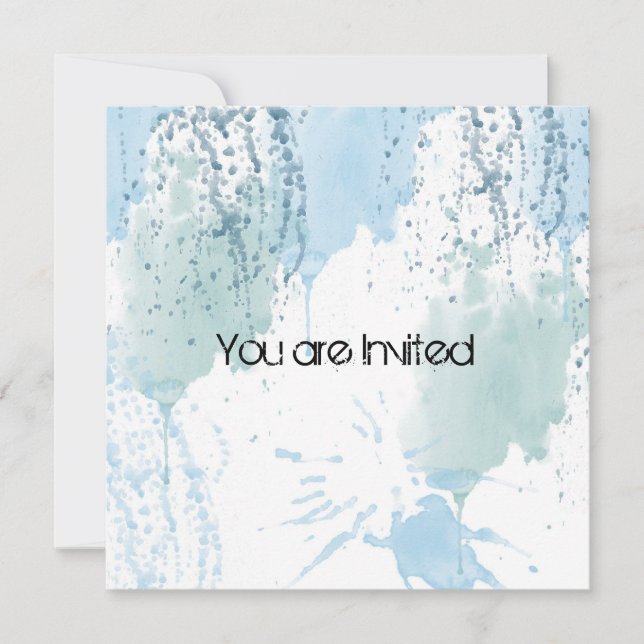 Invitación Blue Watercolor Splatter Resumen Baby Shower (Anverso)