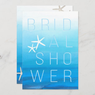 Invitación Blue Watercolor Tropical Moderno BRIDAL SHOWER
