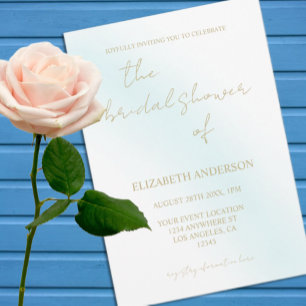 Invitación Blue Watercolor Wave Bridal Shower