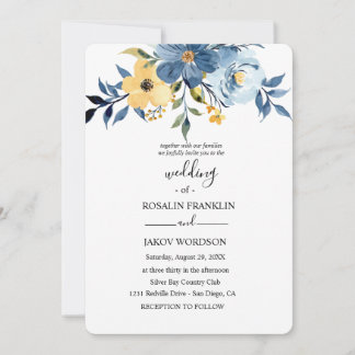 Invitación blue watercolor wedding Invitation