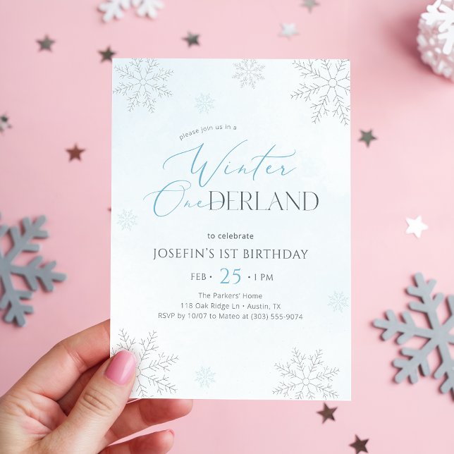 Invitación Blue Watercolor Winter Onederland First Birthday (Subido por el creador)