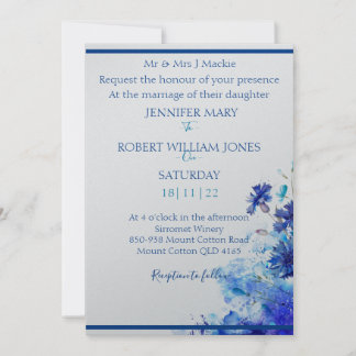 Invitación Blue wedding invitation 