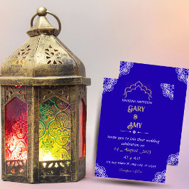 Invitación Blue wedding invitation with Arabic ornament