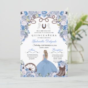 Invitación Blue Western Charra Chica Ranchero Quinceanera