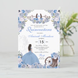 Invitación Blue Western Charra Floral Boots Quinceañera